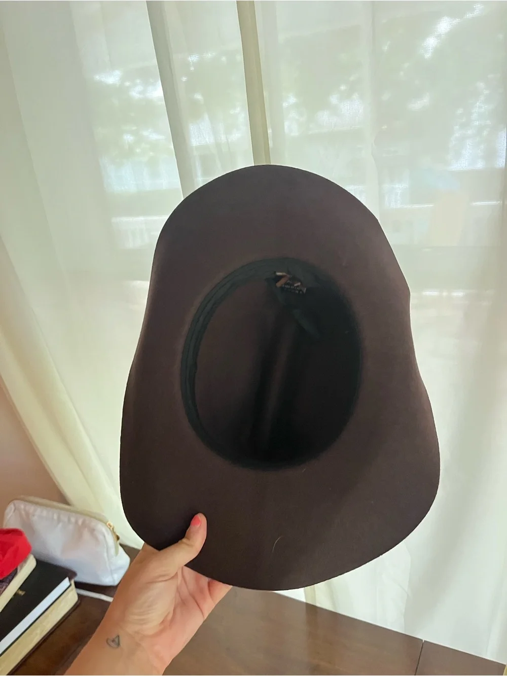 Classic Men's Wide-Brim Fedora Hat in Dark Brown
